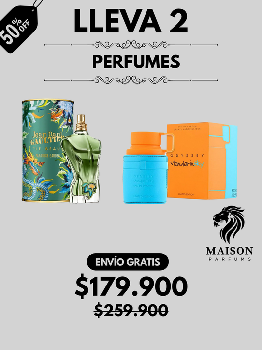 2 PERFUMES + OBSEQUIO (Le Beau Paradise Garden - Mandarin Sky + Perfumero)